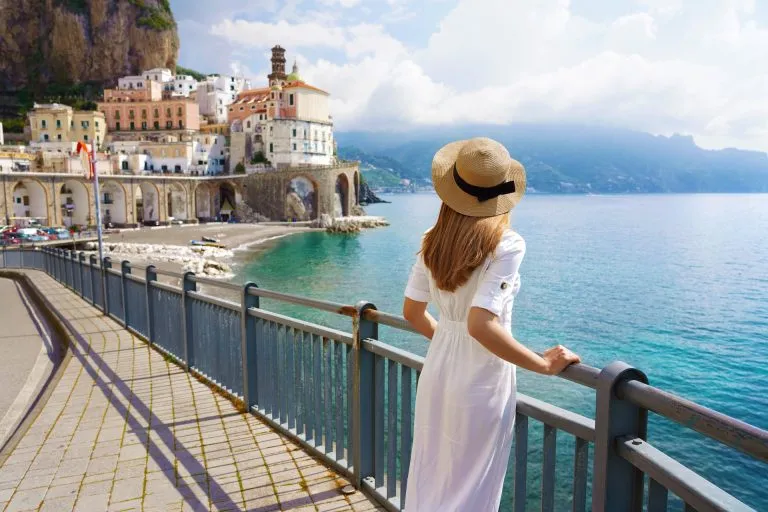 The atrani town is one of the most recognizable views on the amalfi coast